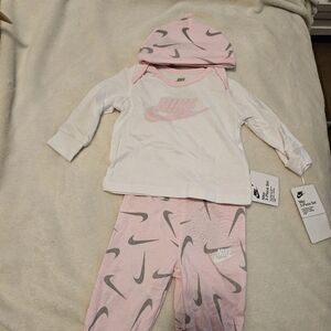 Nike Baby Pink and White Outfit Set